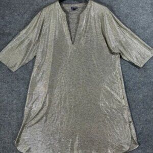 Vilebrequin Tunic Womens Large Golden Knit V-Neck St Barth Beach Evenings Tropez